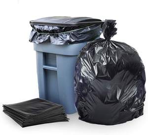 ถุงขยะ HDPE แบบมีเชือกรูด สำหรับใช้ในอุตสาหกรรมและครัวเรือน แบบใช้แล้วทิ้ง มีจีบข้าง - Product Image 1