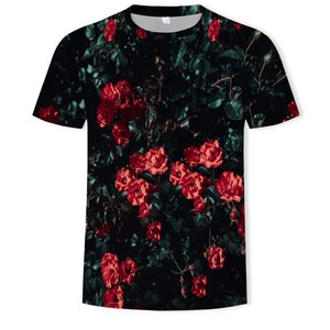 เสื้อยืดคอกลมคุณภาพสูง 100% ผ้าฝ้าย พิมพ์ลายดอกไม้ด้วยเทคนิคซิลค์สกรีน เป็นมิตรต่อสิ่งแวดล้อม แขนสั้น ผ้าถัก สำหรับส่งออก - Product Image 1