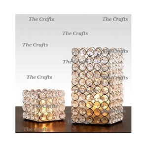 Juego de forma cuadrada de 2 portavelas votivas en metal y soporte votivo de cristal para uso decorativo de boda - Product Image 1