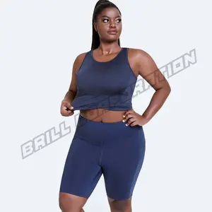Pantalones y sujetadores de Fitness para mujer, ropa de Yoga de talla grande con logotipo personalizado de alta calidad, conjunto de 2 piezas