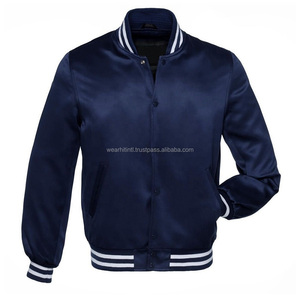 Chaqueta de béisbol de diseño frontal de retales con estampado personalizado unisex, forro acolchado de satén, cuello levantado, estilo universitario, bombardero de equipo universitario - Product Image 1