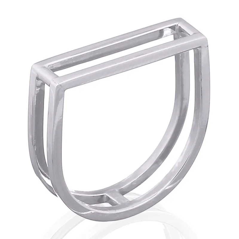 925 Silver Plated Hollow Bar Rings