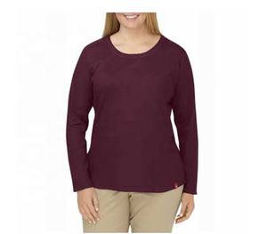 T-Shirt manches longues col rond femme, haut décontracté avec coutures soignées, à la mode - Product Image 3