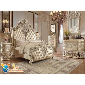 Ensemble de meubles de chambre à coucher blanc vintage de luxe, style victorien blanc antique, meilleur ensemble de meubles de chambre à coucher en bois sculpté de luxe - Product Image 1