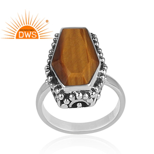 Anillo de piedras preciosas de ojo de tigre Natural para mujer, joyería con estilo, venta al por mayor, proveedor de joyería de plata de ley 925 - Product Image 2