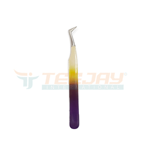 Pince à épiler 12 cm, pour extensions de cils, avec revêtement en plastique PVC, sur la poignée, très coloré, 1 pièce - Product Image 6