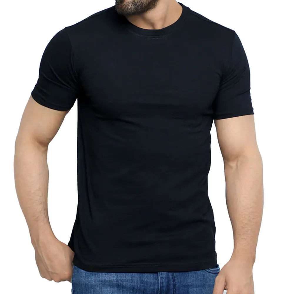 New Style Custom Logo O-Ausschnitt Slim Fit Gym T-Shirt für Männer Solid Black Causal New Arrival Plus Size Kurzarm T-Shirt
