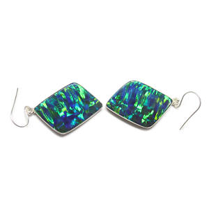 Boucles d'oreilles en argent sterling 925 Australian Boulder Opal Doublet Bello Synthétique Opale Taille 32X19MM Boucles d'oreilles - Product Image 3