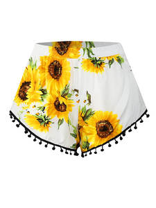 Exclusive All-Over Floral Printed <b>Women's</b> Shorts Pom Pom Decoration Breathable New Trendy Cool Heavy Bangladesh Wholesale Supply - Product Image 2