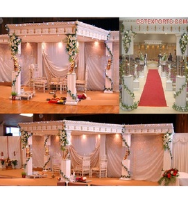 Boda de lujo decorativo blanco romano Mandap clásico boda evento Mandap boda india elegante oro Mandap decoración configuración EE. UU. - Product Image 1