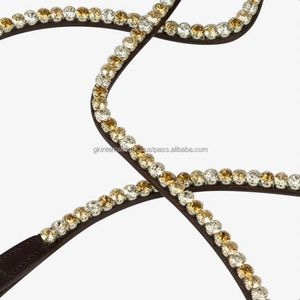 Brida de cuero de caballo Crystal Sparkle Brow Bands Equitación Cuero ecuestre Multicolor Bling Crystal Banda de cejas cómoda - Product Image 2