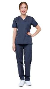 Uniforme médico de Enfermería de manga corta, conjunto de tops y pantalones, uniformes de hospital, tela de sarga, poliéster/algodón, Unisex - Product Image 6