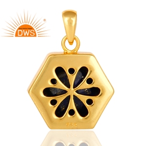 Fabricant de bijoux, pendentif en pierre précieuse Lapis Lazuli, plaqué or, argent Sterling 925, fait à la main - Product Image 4