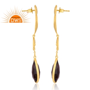 925 Sterling <b>silver</b> natural Smoky quartz gemstone <b>dangle</b> <b>earring</b> for women jewelry manufacturer - Product Image 3