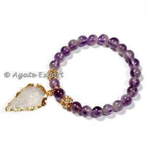Unisex Classic Beaded <b>Bracelets</b> Women's Agate <b>Crystal</b> and Men's Rhinestone Bangles Gemstone <b>Amethyst</b> Arrowhead Party Gift - Product Image 1