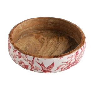 Bol à salade en bois de manguier avec fleur Meena Design nouveau bol à soupe de qualité supérieure bol de service en bois classique élégant et fantaisie - Product Image 4