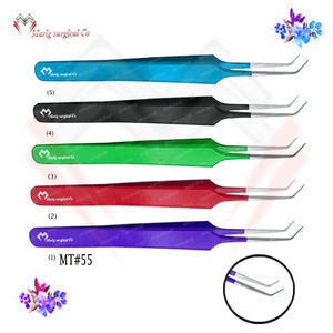 Pincettes professionnelles pour extensions de cils, pinces en acier inoxydable, longues et fines, disponible dans différentes couleurs, nouveau Design, - Product Image 2