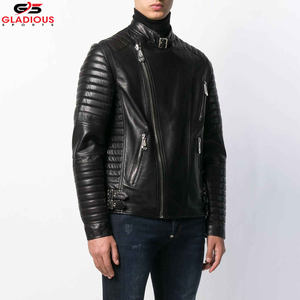 เสื้อโค้ทหนังผู้ชาย,แจ็กเก็ตแฟชั่นมีซิปสีดำอบอุ่นเข้ารูปมีจีบดีไซน์ฤดูหนาว - Product Image 2