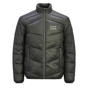 Nuevo diseño de logotipo personalizado etiqueta impermeable a prueba de viento transpirable de talla grande invierno hombres contraste negro hombro acolchado - Product Image 5