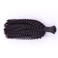 Extensions de cheveux indiens Remy I-Tip bouclés crépus, pré-collées à la kératine, double épaisseur, 100 mèches, grade 12A, sans produits chimiques