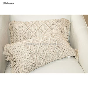 Best Price Macrame Fringe Pillow Case 30x50 Square Cotton Rope <b>Cushion</b> Cover for Home and Hotel Bedroom Design - Product Image 1