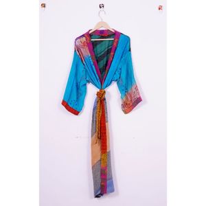 Free Size Vintage <b>Women's</b> Silk <b>Kimono</b> Soft Tunic Robe Sleepwear Dress Beach Cover Nightwear for Spring Summer Autumn - Product Image 2
