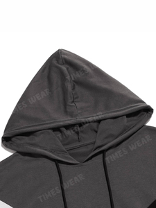 Sweat à capuche à manches courtes avec cordon de serrage patché pour hommes de haute qualité avec imprimé polyester/coton - Product Image 6