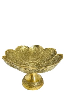 ชามทองเหลืองทรงสูงสไตล์โบราณสำหรับตกแต่ง,ถ้วยเสิร์ฟสลัดโลหะทำจากโลหะคุณภาพสูงสไตล์ย้อนยุคสีทอง - Product Image 3