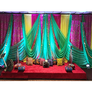 Classy Wedding Haldi Ceremony Backdrop Wedding Sangeet Decor Bright Backdrop <b>Curtains</b> Beautiful Backdrop Cloth for Sangeet Event - Product Image 1