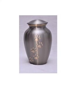 Gris anthracite brillant avec urne dorée pour animaux de compagnie Brassworld Fournitures funéraires haut de gamme en Inde - Product Image 1