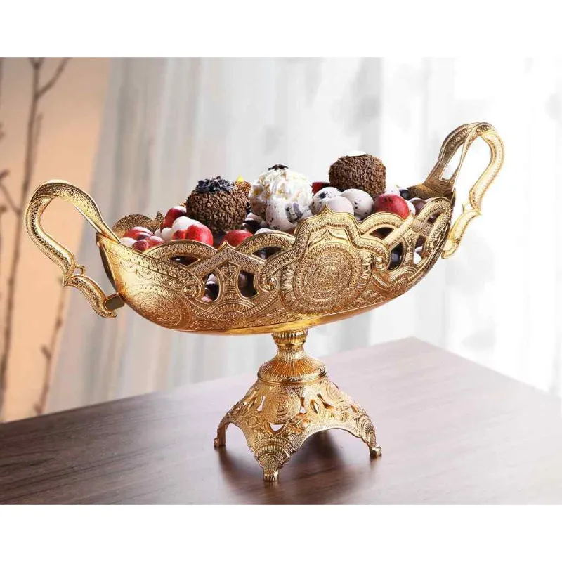 Großhandel Metall Candy Servier schale Gold Silber Wohnzimmer Herzstück Dekor Handgemachtes Geschenk Home Decoration Buffet Servier schalen