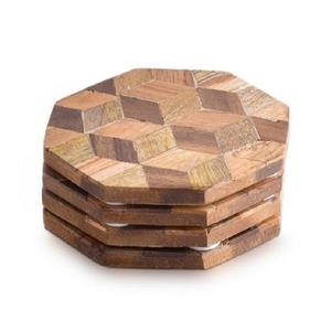 Posavasos de madera de diseño clásico Juego de cuatro posavasos Tamaño y formas personalizados Posavasos de madera para la venta - Product Image 2