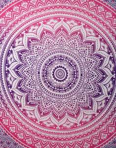 ผ้าปูเตียงลายแมนดาลาสีชมพูแบบออมเบร สไตล์อาร์ตเดโค ผ้าฝ้ายพิมพ์ลาย สำหรับตกแต่งผนังบ้านหรือใช้เป็นผ้าแขวนผนังสำหรับงานแต่งงาน - Product Image 3