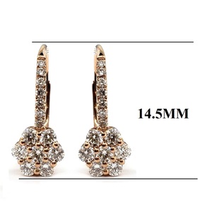 Boucles d'oreilles créoles mignonnes à clip en or rose 18 carats avec diamants véritables sertis à griffes, design personnalisé de Hong Kong, livraison directe, pour femme, mariage - Product Image 2