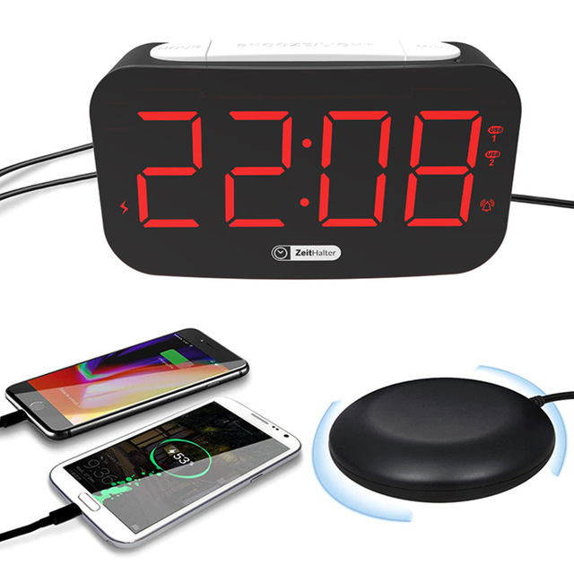 Loud Alarm Clock for Heavy Sleepers, Vibrating Alarm Clock with Bed Shaker for Deaf and Hard of Hearing, Night Light, Snooze
