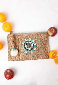 Haute qualité Jute femmes pochette portefeuille élégant serrure à la mode mode directe inde gros tissu court fermeture à glissière coquille sac - Product Image 4