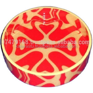 Bandeja de madera de sándalo estilo Arte popular con acabado brillante de cerámica Técnica pintada a mano - Product Image 3