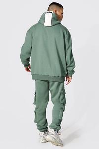 Pantalones Cargo de diseñador de marca personalizada para hombre, chándal con capucha y bolsillo de canguro, jersey de 2 piezas, trajes para el sudor - Product Image 3