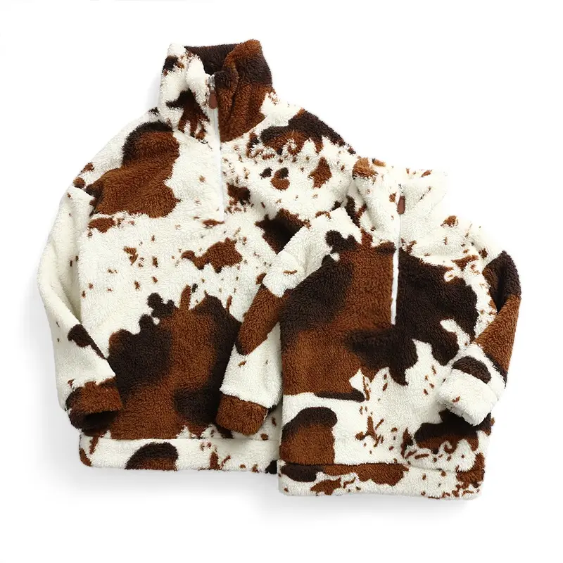 따뜻한 새로운 뜨거운 찾고 암소 패턴 인쇄 여성 후드 느슨한 크기 스타일 사용자 정의 디자인 로고 겨울
