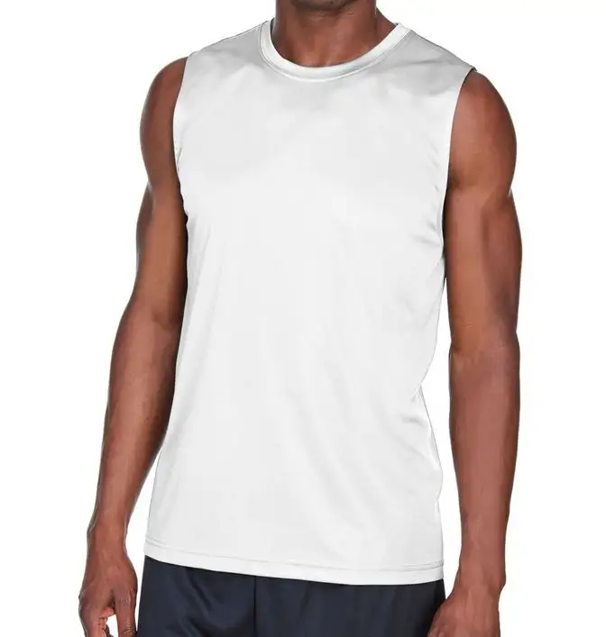 Custom quick dry black plain turtleneck 94% cotton 6% elastane sleeveless muscle t shirt