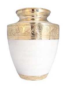 Urne de crémation pour adultes faite à la main émail blanc fini bande de ruban gravé couvercle urne en métal pour fournitures funéraires urne au prix de gros - Product Image 4