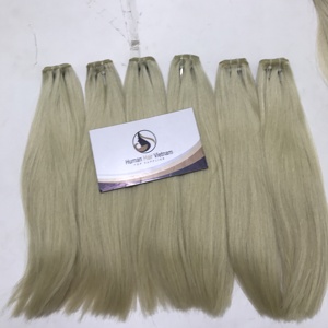 Lot de 60 mèches naturelles blondes, cheveux humains vierges épais de couleur 12A, cheveux crus du Vietnam, cuticules alignés, vente en gros, tendance 2020 - Product Image 2