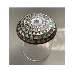 Premium Quality Glass <b>Sweets</b> <b>Jar</b> With Tray And Wood Mother of Pearl Lid Round Shape Dates <b>Sweets</b> Box At Best Price - Product Image 5