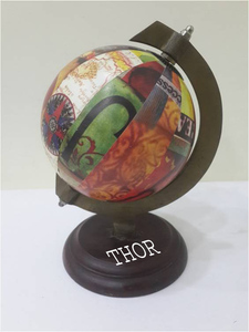 ลูกโลก5นิ้วลูกโลกโลหะหลากสีสำหรับตกแต่งสำนักงานฐานไม้แบบหมุนได้สำหรับการศึกษาภูมิศาสตร์ - Product Image 2