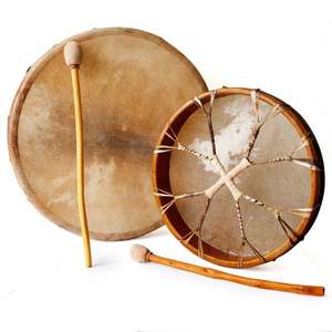 THISTLE ROSE ENTERPRISES Tambour chamanique de 16 pouces avec cerceau en bois de saule et peau de veau transparente, instrument de musique pour la méditation - Product Image 1