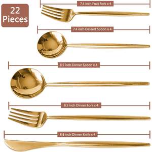 Ensemble de couverts 5 pièces en acier inoxydable 304, finition or mat, design contemporain, cadeaux d'affaires, 50 ensembles, usage domestique - Product Image 2