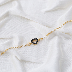New Arrival Black Zircon Stone Heart <b>Charm</b> <b>Bracelet</b> Handmade Wholesale Turkish 925 Sterling <b>Silver</b> Jewelry - Product Image 4