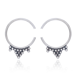 Aros para el tabique de plata 925, corona con cuentas - Product Image 1