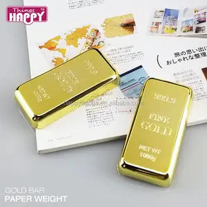 Günstige Souvenir Shinny Plating Goldbarren Goldbarren Form Kunststoff Papier Gewicht