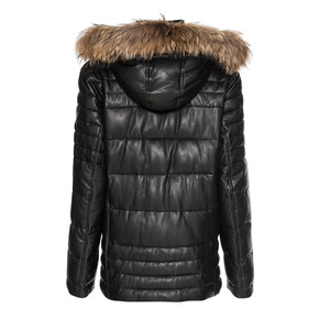 Veste en cuir longue à capuche pour hommes, col montant, toile d'hiver, tissu imperméable, écologique, style vintage, nouveauté - Product Image 6